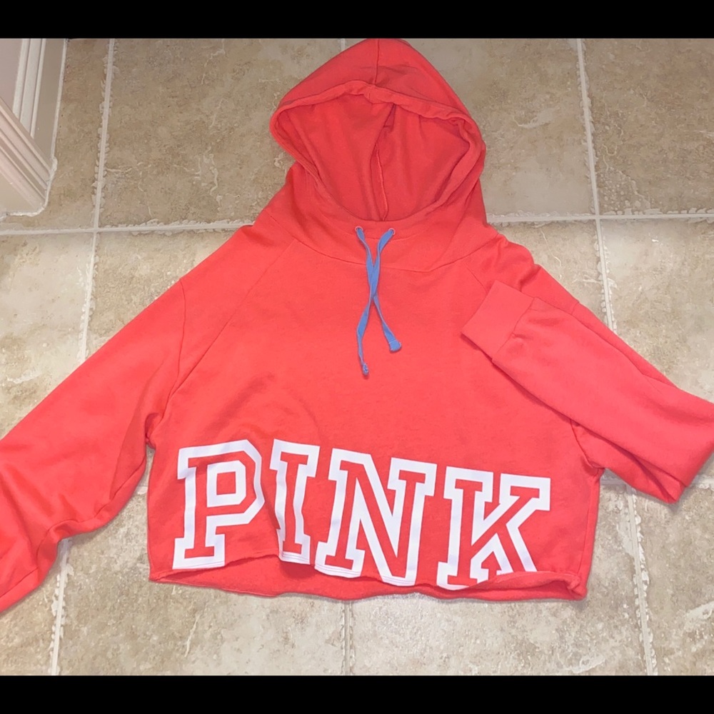 PINK peach cropped sweatshirt
